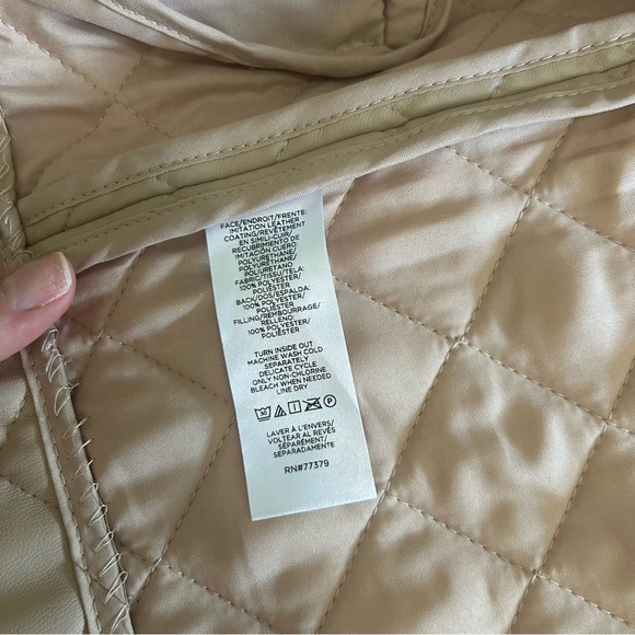 Ann Taylor Quilted Faux Leather Double Breasted Jacket Size Large - Picture 7 of 7